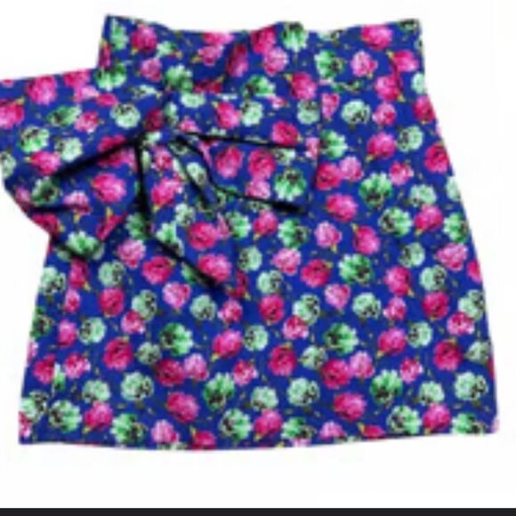 New Zara floral print mini skirt large bow blogger favorite medium m - Picture 2 of 7